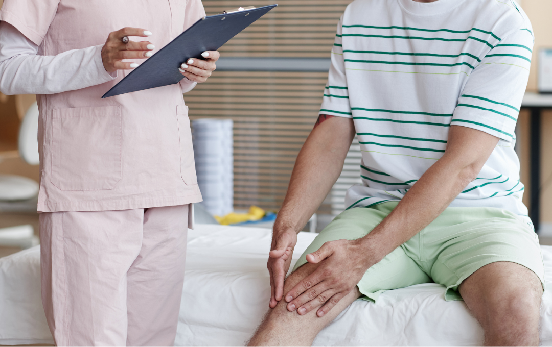 Patient consulting a knee pain specialist for pain inside the knee.