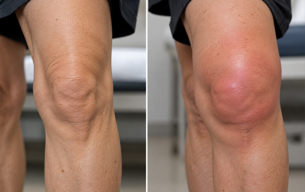 Inflammed vs. nromal knee